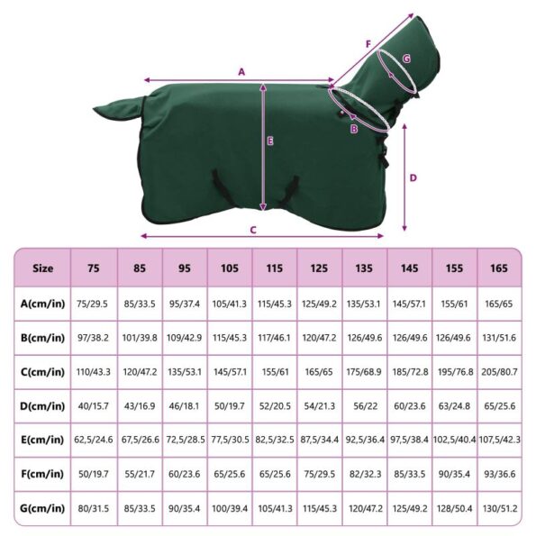 vidaXL Plášť pre kone Plná tmavozelená Polyester – Obrázok 9