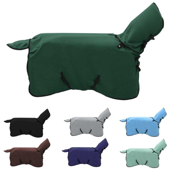 vidaXL Plášť pre kone Plná tmavozelená 95 cm Polyester – Obrázok 2