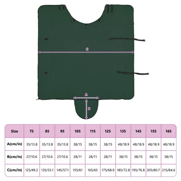 vidaXL Plášť pre kone Plná tmavozelená 125 cm Polyester – Obrázok 10