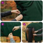 vidaXL Plášť pre kone Plná tmavozelená 165 cm Polyester – Obrázok 11
