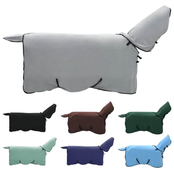 vidaXL Plášť pre kone Plná svetlošedá a ružová Polyester – Obrázok 2