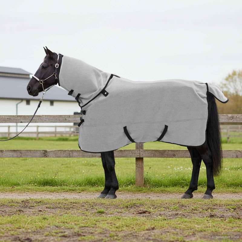 42013292_1.jpg vidaXL Plášť pre kone Plná svetlošedá a ružová 125 cm Polyester – Obrázok 1