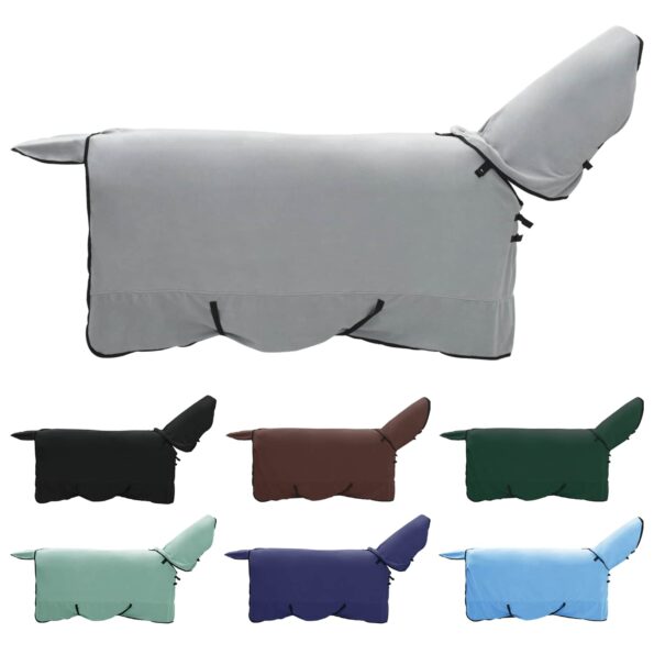 vidaXL Plášť pre kone Plná svetlošedá a ružová 145 cm Polyester – Obrázok 2