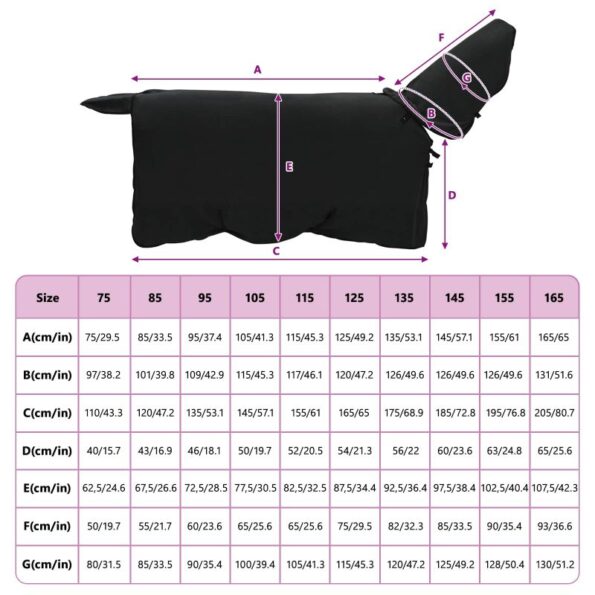 vidaXL Plášť pre kone Čierna Polyester – Obrázok 9