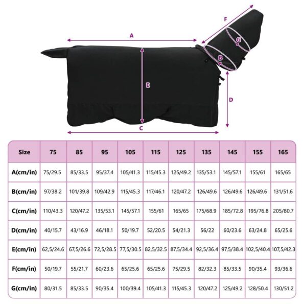 vidaXL Plášť pre kone Čierna Polyester – Obrázok 9