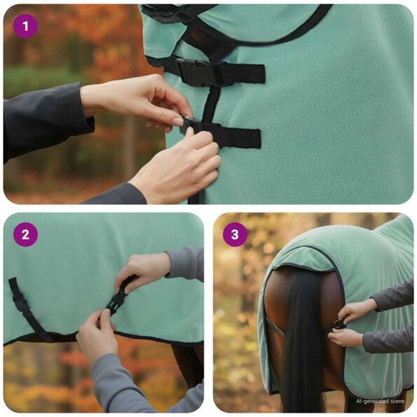 vidaXL Plášť pre kone Špeciálna zelená Polyester – Obrázok 11