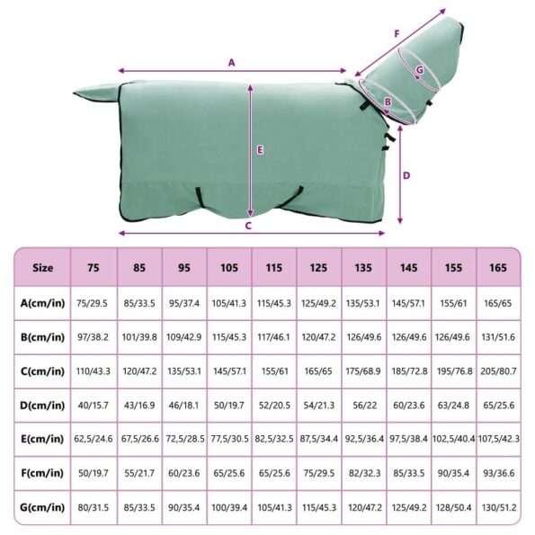 vidaXL Plášť pre kone Špeciálna zelená 165 cm Polyester – Obrázok 9