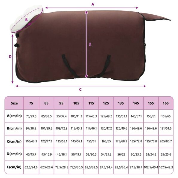 vidaXL Plášť pre kone Plná tmavohnedá 105 cm Polárna fleece – Obrázok 9