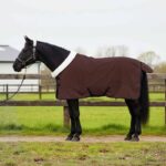 vidaXL Plášť pre kone Plná tmavohnedá 145 cm Polárna fleece