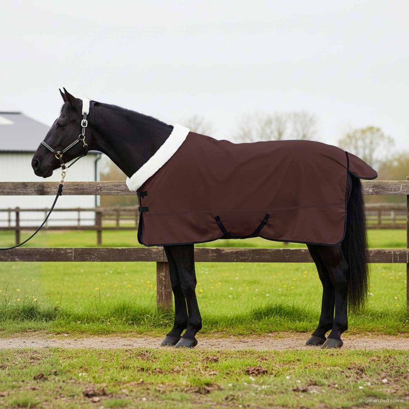 42013344_1.jpg vidaXL Plášť pre kone Plná tmavohnedá 145 cm Polárna fleece – Obrázok 1