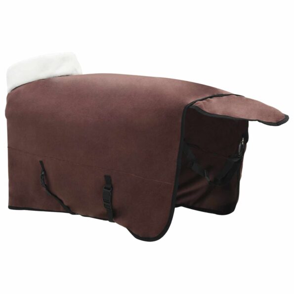 vidaXL Plášť pre kone Plná tmavohnedá 155 cm Polárna fleece – Obrázok 5