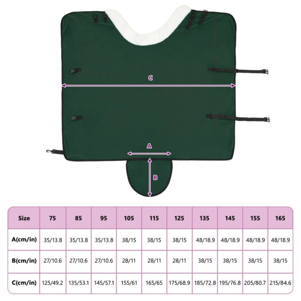 vidaXL Plášť pre kone Plná tmavozelená 165 cm Polárna fleece – Obrázok 10