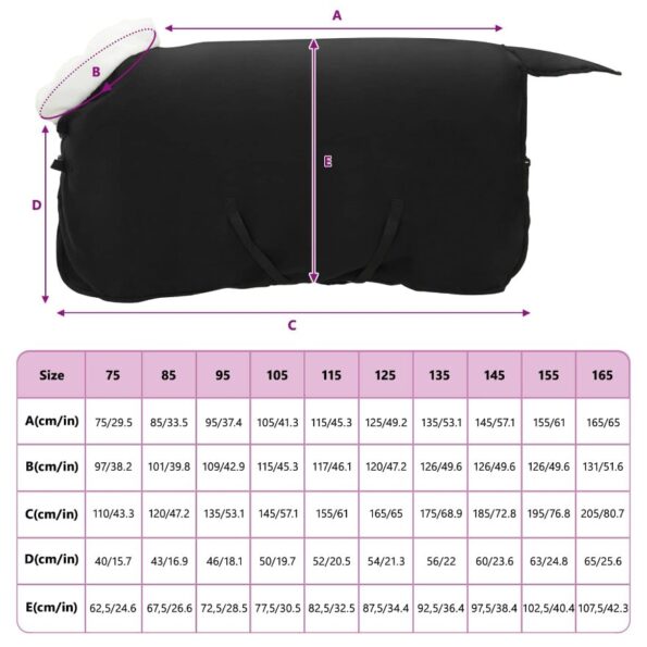 vidaXL Plášť pre kone Čierna 75 cm Polárna fleece – Obrázok 9