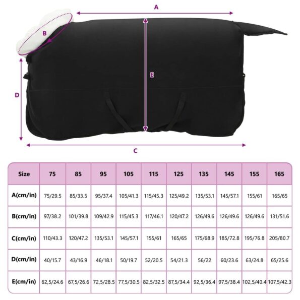 vidaXL Plášť pre kone Čierna 135 cm Polárna fleece – Obrázok 9