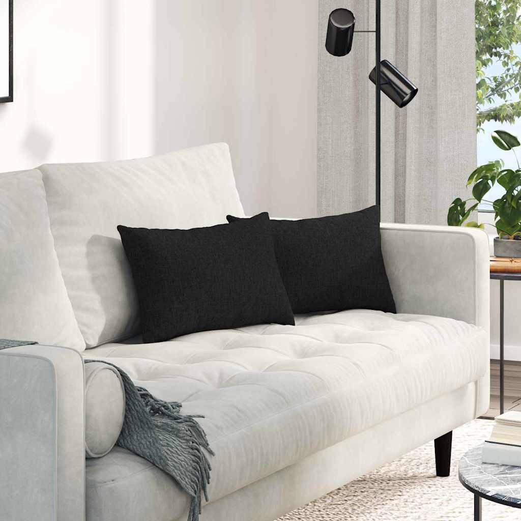 42013612_1.jpg vidaXL Vankúše na pohovku 2 pcs Čierna 50 x 30 cm látka – Obrázok 1