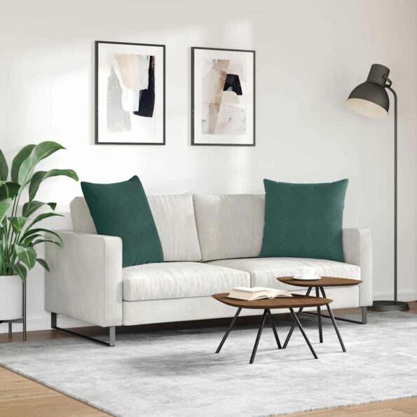 vidaXL Vankúše na pohovku 2 pcs Tmavozelená 60 x 60 cm – Obrázok 4