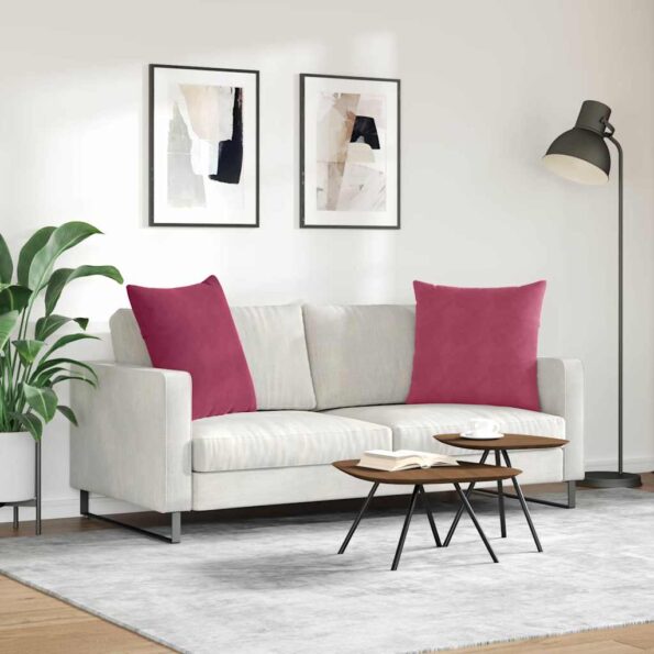 vidaXL Vankúše na pohovku 2 pcs Víno červené 60 x 60 cm – Obrázok 4