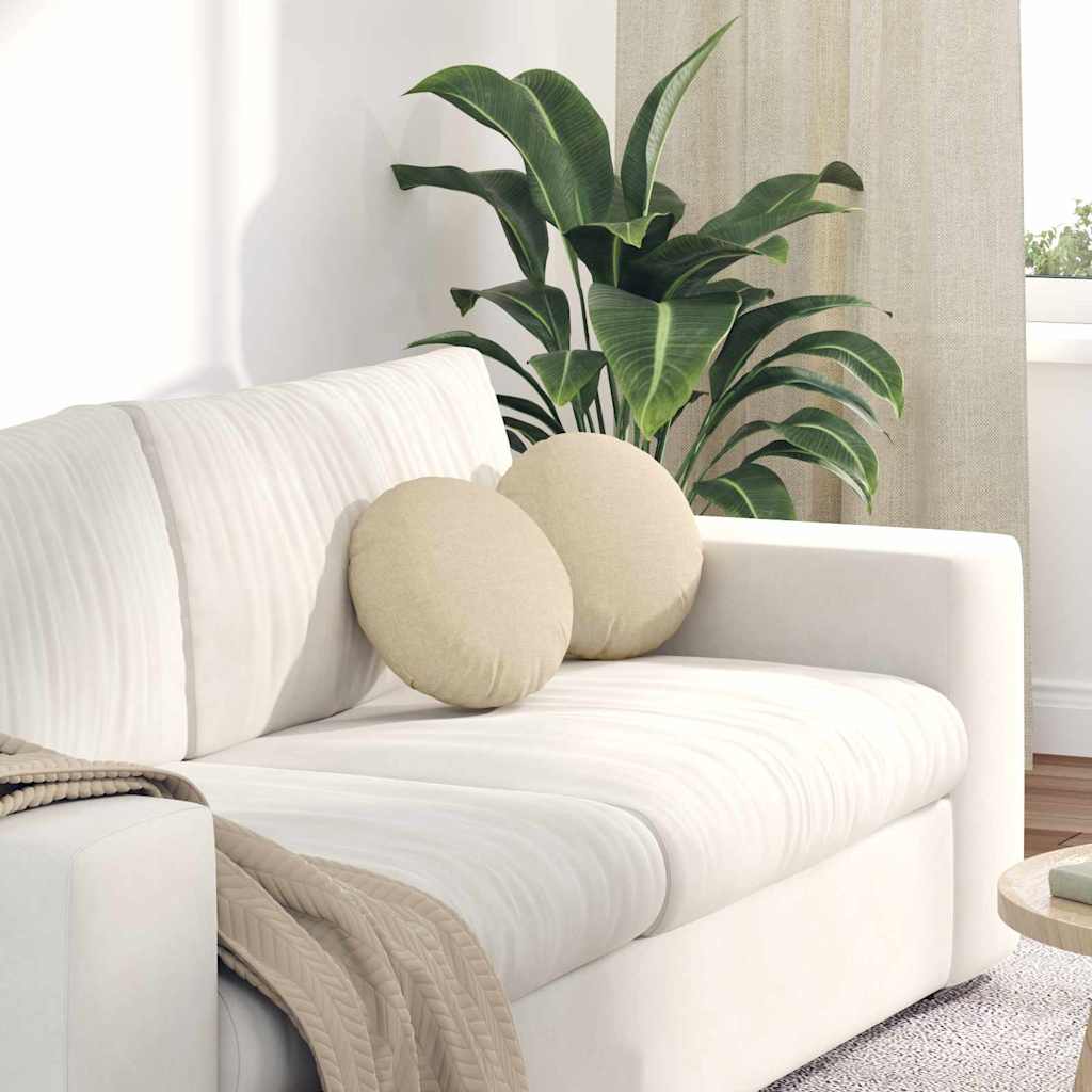 42014090_1.jpg vidaXL Vankúše na sedenie 2 pcs Krémová Ø30 x 13 cm látka – Obrázok 1
