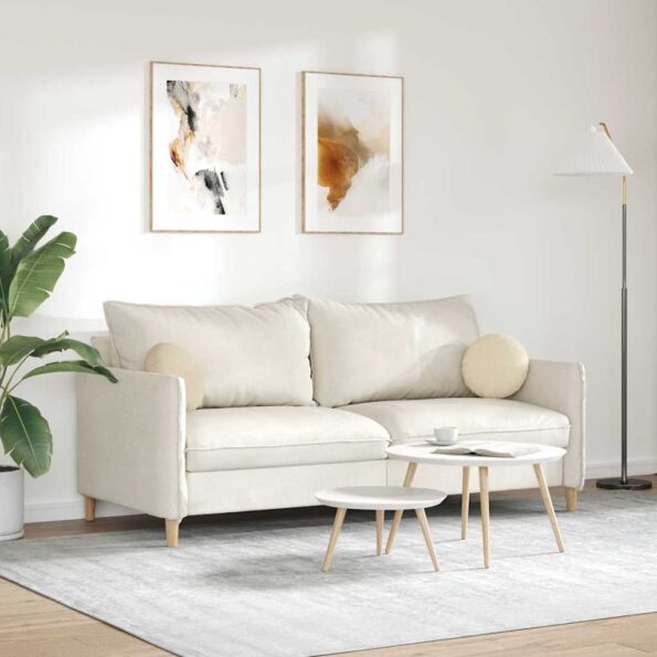 vidaXL Vankúše na sedenie 2 pcs Krémová Ø30 x 13 cm látka – Obrázok 4