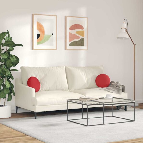 vidaXL Vankúše na sedenie 2 pcs Červená Ø30 x 13 cm látka – Obrázok 4