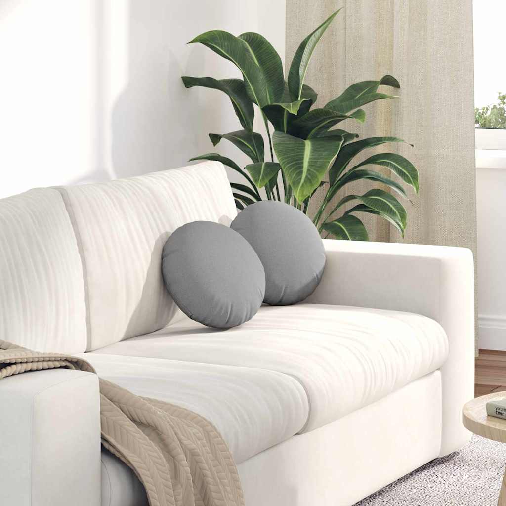 42014096_1.jpg vidaXL Vankúše na sedenie 2 pcs Oblá šedá Ø30 x 13 cm látka – Obrázok 1