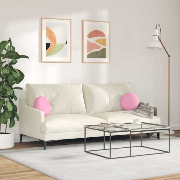 vidaXL Vankúše na sedenie 2 pcs Ružová Ø30 x 13 cm látka – Obrázok 4