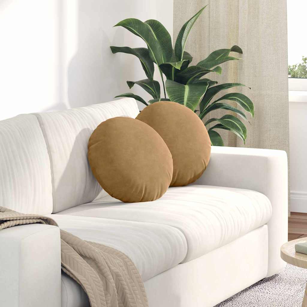 42014145_1.jpg vidaXL Vankúše na sedenie 2 pcs Hnedá Ø 40 x 13 cm Zamat – Obrázok 1