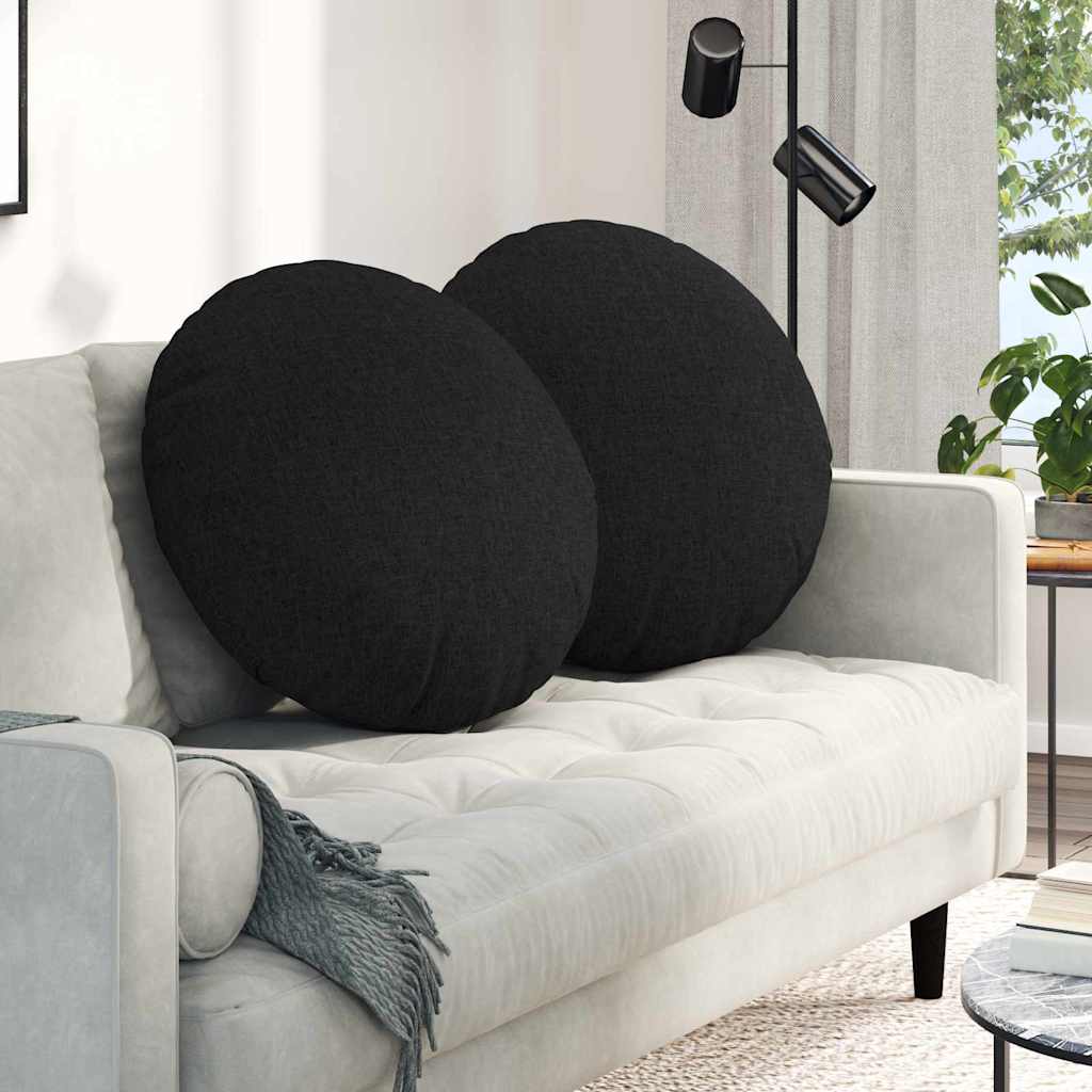 42014196_1.jpg vidaXL Vankúše na sedenie 2 pcs Čierna Ø60 x 21 cm látka – Obrázok 1