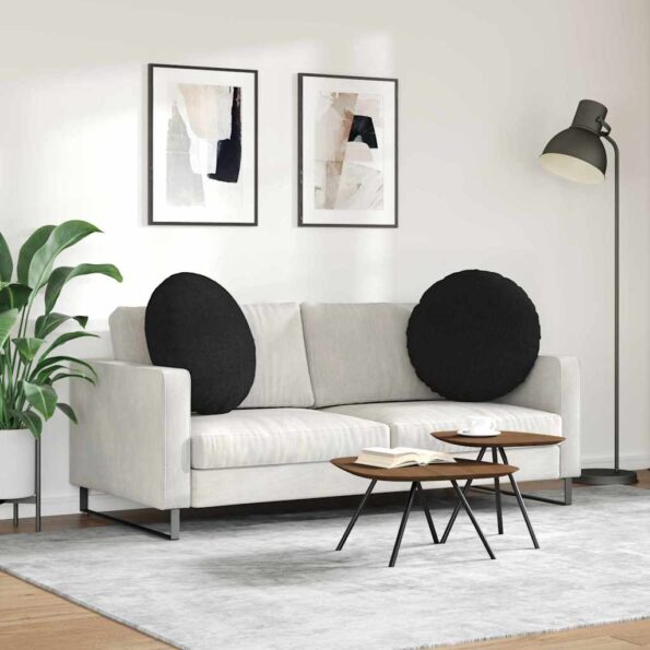 vidaXL Vankúše na sedenie 2 pcs Čierna Ø60 x 21 cm látka – Obrázok 4