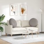 vidaXL Vankúše na sedenie 2 pcs Sivohnedá Ø60 x 21 cm látka – Obrázok 4