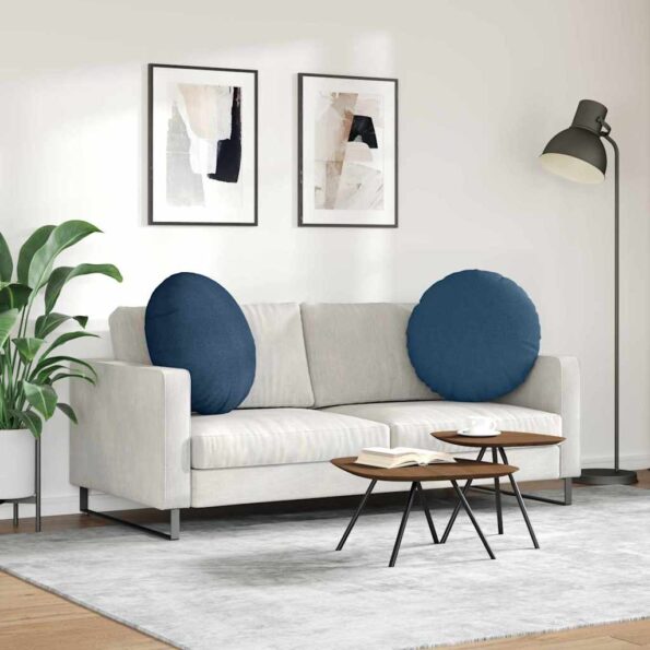 vidaXL Vankúše na sedenie 2 pcs Modrá Ø60 x 21 cm látka – Obrázok 4