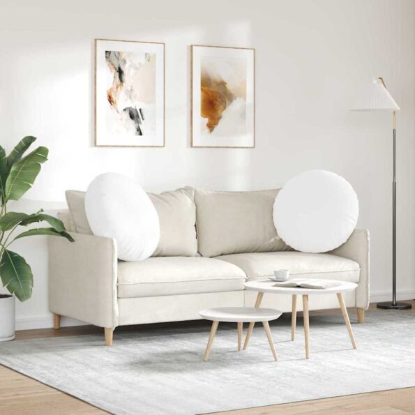 vidaXL Vankúše na sedenie 2 pcs Biela Ø60 x 21 cm látka – Obrázok 4