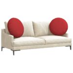 vidaXL Vankúše na sedenie 2 pcs Červená Ø60 x 21 cm látka – Obrázok 3
