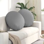 vidaXL Vankúše na sedenie 2 pcs Oblá šedá Ø60 x 21 cm látka