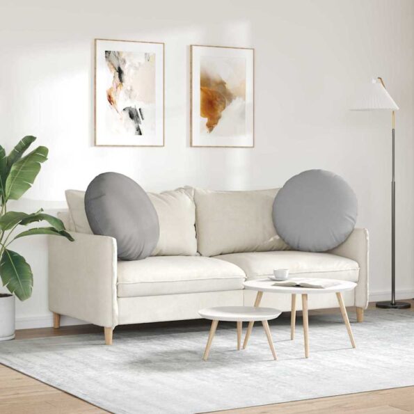 vidaXL Vankúše na sedenie 2 pcs Oblá šedá Ø60 x 21 cm látka – Obrázok 4