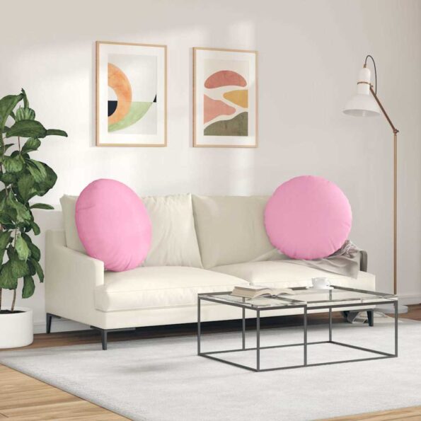 vidaXL Vankúše na sedenie 2 pcs Ružová Ø60 x 21 cm látka – Obrázok 4