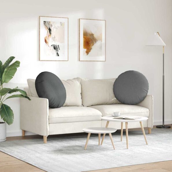 vidaXL Vankúše na sedenie 2 pcs Tmavo šedá Ø80 x 29 cm látka – Obrázok 4