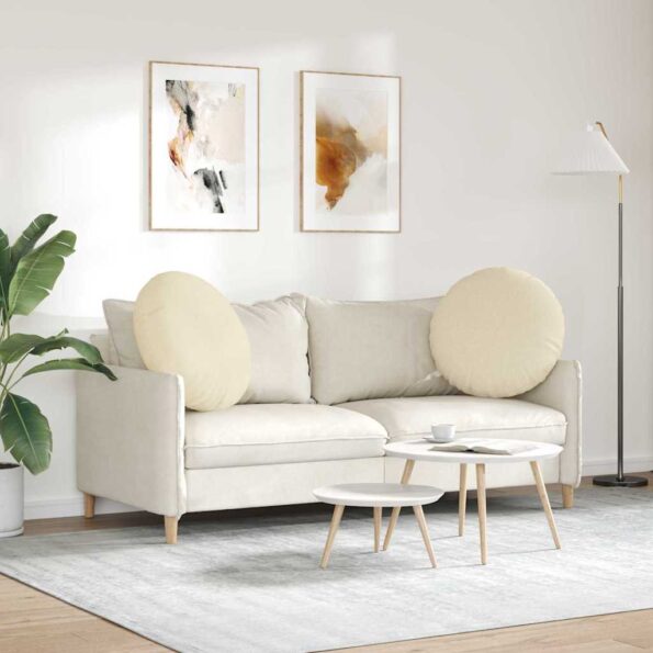 vidaXL Vankúše na sedenie 2 pcs Krémová Ø80 x 29 cm látka – Obrázok 4