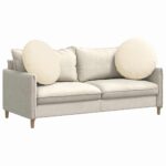 vidaXL Vankúše na sedenie 2 pcs Krémová Ø 80 cm Kordúrová tkanina – Obrázok 3