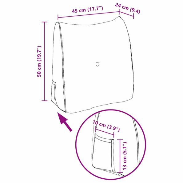 vidaXL Poduška na chrbát Hnedá 45 x 24 x 50 cm látka – Obrázok 11