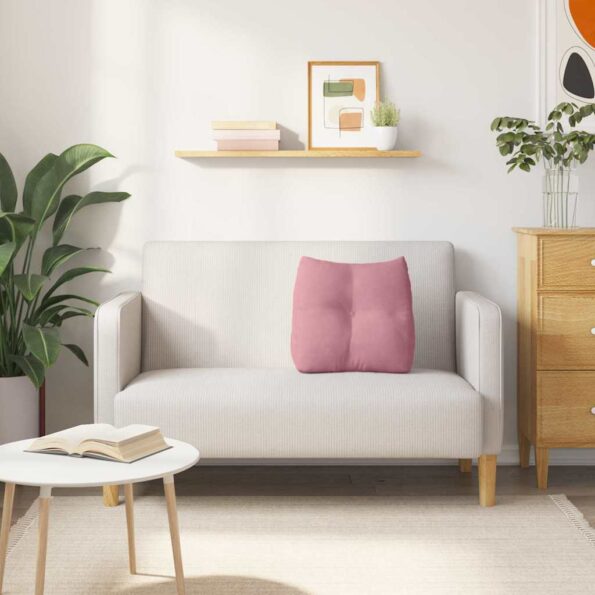 vidaXL Poduška na chrbát Ružová 45 x 24 x 50 cm Zamat – Obrázok 4