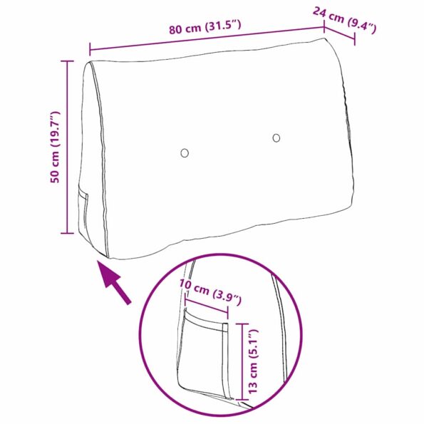 vidaXL Poduška na chrbát Tmavo šedá 80 x 24 x 50 cm látka – Obrázok 11