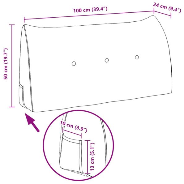 vidaXL Poduška na chrbát Svetlosivá 100 x 24 x 50 cm Zamat – Obrázok 11