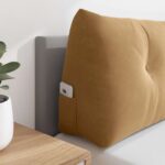 vidaXL Poduška na chrbát Hnedá 120 x 24 x 50 cm Zamat – Obrázok 5