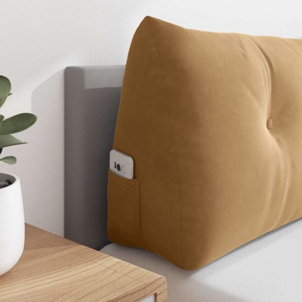 vidaXL Poduška na chrbát Hnedá 120 x 24 x 50 cm Zamat – Obrázok 5