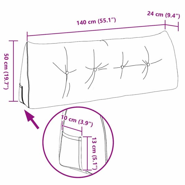 vidaXL Poduška na chrbát Svetlo zelená 140 x 24 x 50 cm látka – Obrázok 11