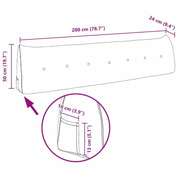 vidaXL Poduška na chrbát Ružová 200 x 24 x 50 cm látka – Obrázok 11