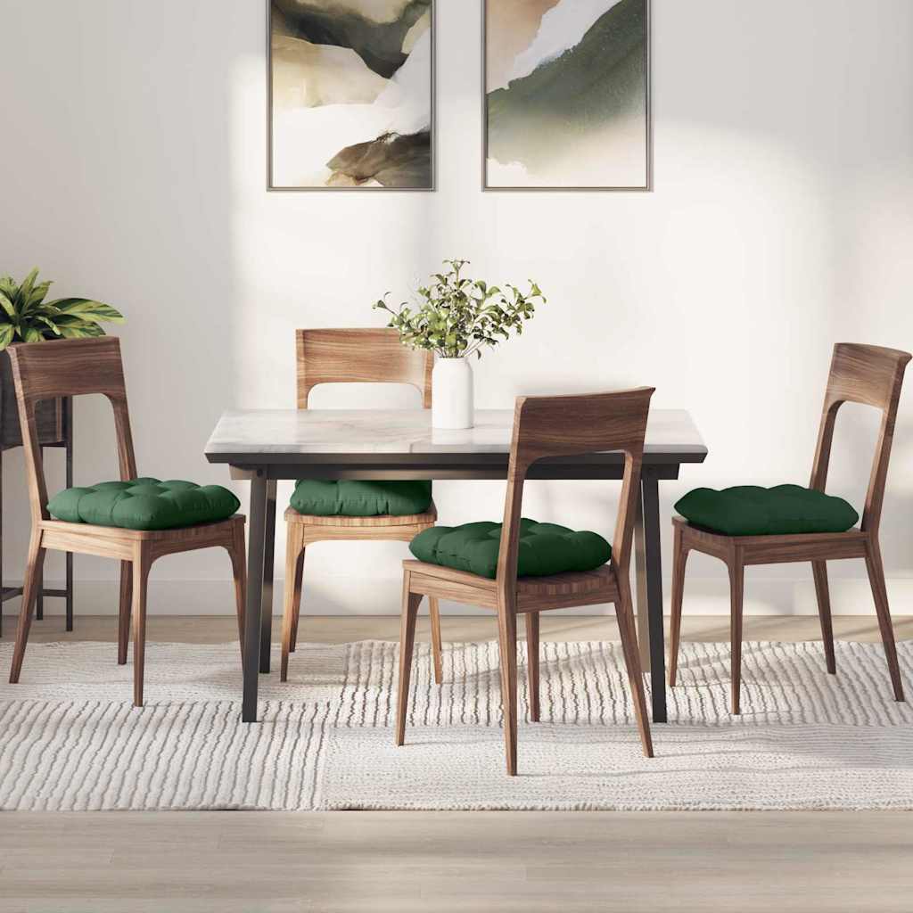 42015100_1.jpg vidaXL Vankúše na sedenie 4 pcs Tmavozelená 40 x 40 cm – Obrázok 1