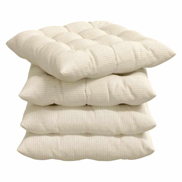 vidaXL Vankúše na sedenie 4 pcs Krémová 40 x 40 x 6 cm – Obrázok 2
