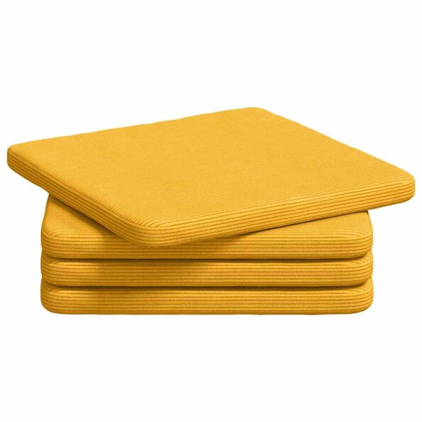 vidaXL Vankúše na sedenie 4 pcs Svetložltá 40 x 40 x 3 cm – Obrázok 2
